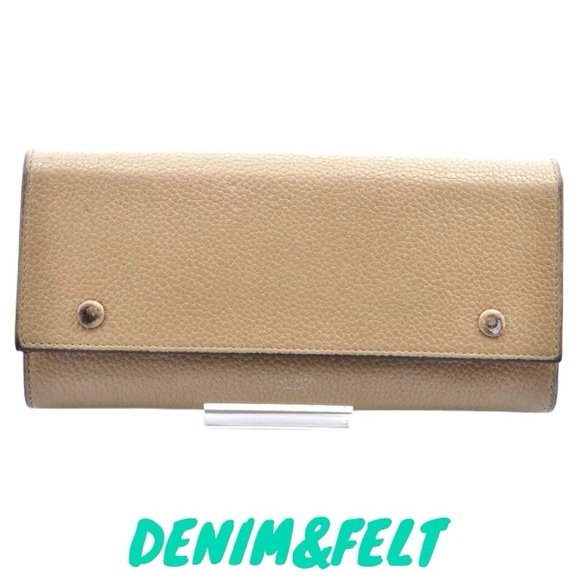 Celine Handbags - ♥️CELINE Porte Tresore International‎ Long Leather Beige/Red Zip Around Wallet🤎